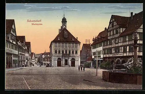 AK Schorndorf /Württ., Marktplatz mit Brunnen