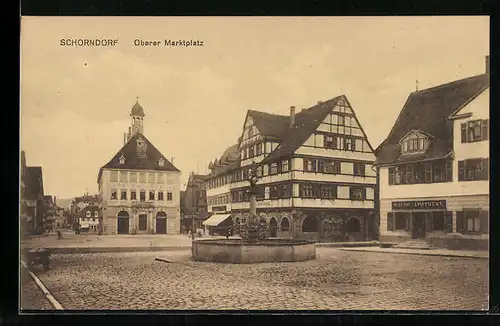 AK Schorndorf /Württ., Oberer Marktplatz mit Brunnen