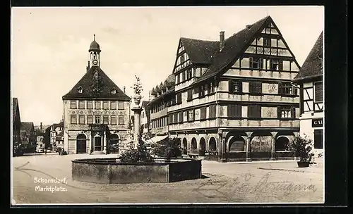 AK Schorndorf /Württ., Marktplatz mit Apotheke