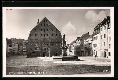 AK Zittau, Neustadtplatz der S.A.