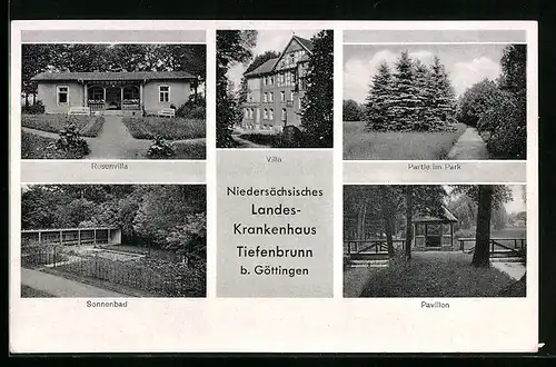 AK Tiefenbrunn b. Göttingen, Niedersächsisches Landeskrankenhaus, Rosenvilla, Pavillon, Sonnenbad