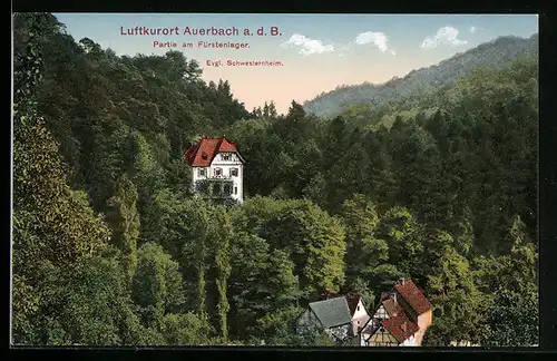 AK Auerbach a. d. B., Fürstenlager mit Evgl. Schwesternheim
