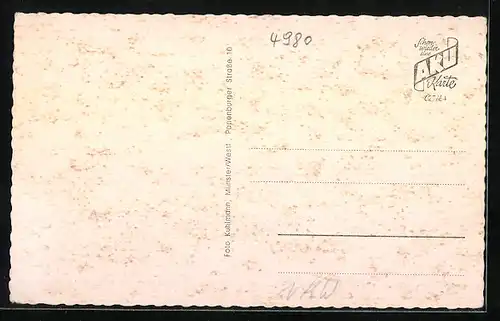 AK Hüffen i. Westf., Lebensmittel W. Stuke, Kirche, Schule