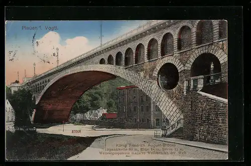 AK Plauen i. V., König Friedrich August-Brücke