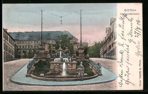 AK Gotha, am Jubiläumsbrunnen