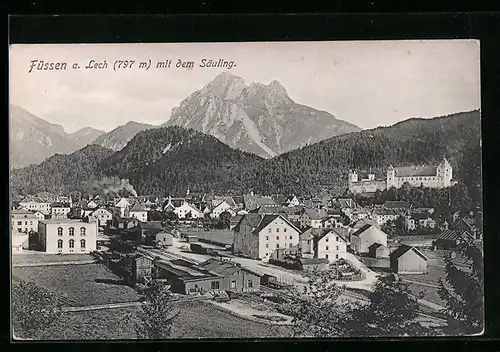 AK Füssen a. Lech, Gesamtansicht mit Säuling