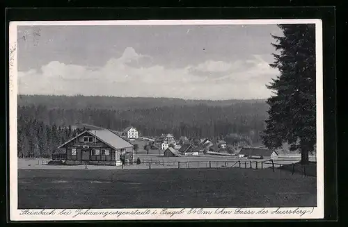 AK Steinbach bei Johanngeorgenstadt i. Erzgeb., Gesamtansicht mit Gasthof Steinbach