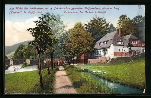 AK Bockau i. Erzgeb., Gasthaus Rechenhaus am Wehr