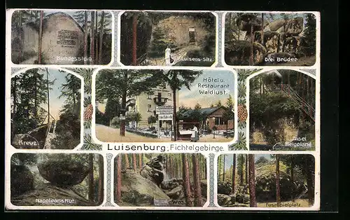 AK Luisenburg / Fichtelgebirge, Hotel-Restaurant Waldlust, Luisen-Sitz, Napoleonshut