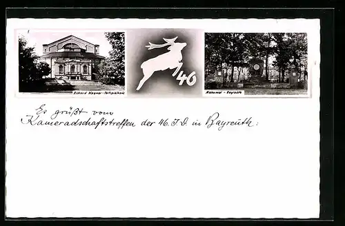 AK Bayreuth, Richard Wagner-Festspielhaus, Mahnmal, Hirsch