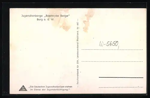 AK Burg a. d. W., Jugendherberge Roemryke Berge, flagge