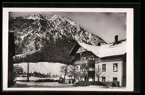 AK Hinterstein, Gasthof-Pension zum Steinadler im Winterglanz