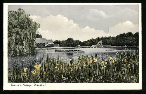 AK Rodach b. Coburg, am Ufer des Strandbad