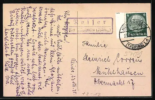 AK Mühlhausen i. Th., Partie am hohen Graben mit Petri-Kirche