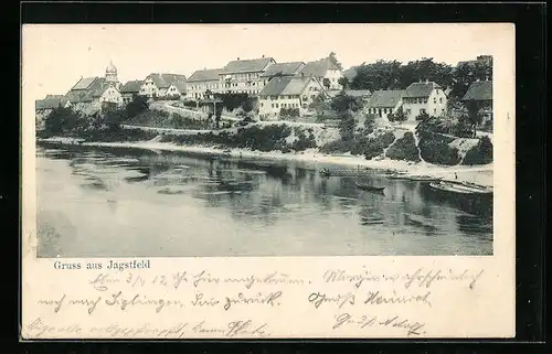 AK Jagstfeld, Blick auf die Siedlung am Flussufer
