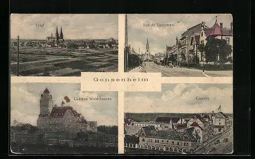 AK Mainz-Gonsenheim, Totalansicht, Chateau Waldhausen, Kaserne