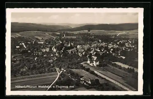 AK Welzheim, Stadttotale vom Flugzeug aus