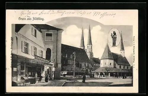 AK Altötting, Partie an der Kirche, Gnadenbild