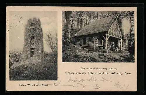 AK Hohe Acht bei Adenau, Kaiser Wilhelm-Denkmal, und Blockhaus