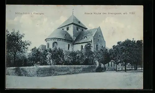 AK Mittelheim i. Rheingau, Älteste Kirche des Rheingaues von 1130