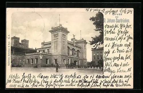 AK Saarbrücken, St. Johann, vor dem Bahnhof