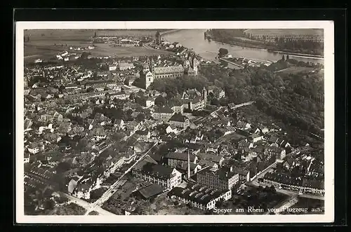AK Speyer am Rhein, Fliegeraufnahme der gesamten Stadt