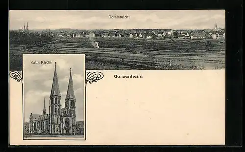 AK Gonsenheim, Totalansicht, die katholische Kirche
