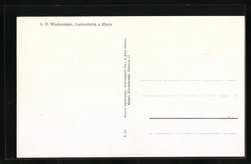 AK Laubenheim a. Rhein, Totalansicht, auf den Feldern vor der Kirche, A. M. Wiedenmann