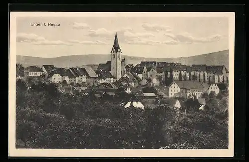 AK Engen i. Hegau, Ortsansicht mit der Kirche im Zentrum