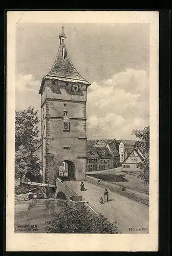 Künstler-AK Waiblingen, Passanten am Bernsteiner Tor