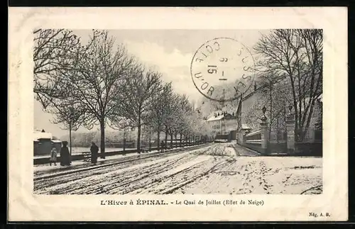 AK L`Hiver a Epinal, Le Quai de Juillet