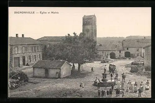 AK Dignonville, Eglise et Mairie
