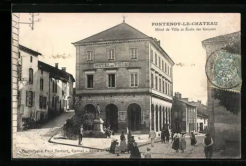 AK Fontenoy-le-Chateau, Hotel de Ville et Ecole es Garcons