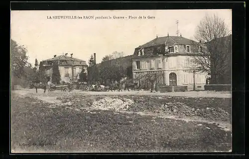 AK La Neuveville-les Raon, pendant la Guerre, Place de la Gare