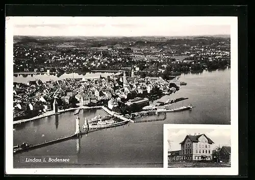 AK Lindau /Bodensee, Gasthof Langenweg, Ortsansicht aus der Vogelschau