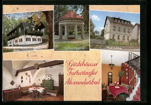 AK Alexandersbad /Fichtelgeb., Café-Restaurant Furtwängler, Gästehäuser, Bes. Fam. Furtwängler