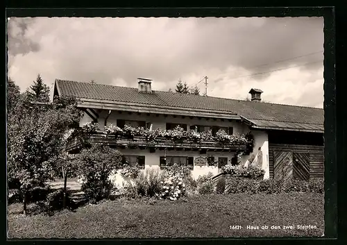 AK Oberstdorf /bayr. Allgäu, Fremdenheim Haus ob den zwei Stapfen, Ludwigstrasse 29, Bes. Herm. Hofmann