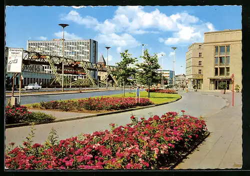 AK Wuppertal, Strassenpartie mit Schwebebahn