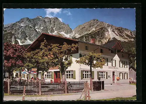 AK Oberstdorf /Allgäu, Gasthof Birgsau mit Alpgundkopf und Griesgundkopf