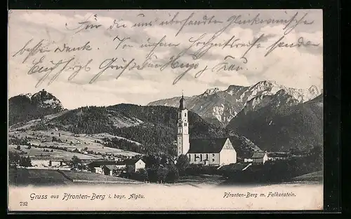 AK Pfronten-Berg /bayr. Allgäu, Ortsansicht mit Falkenstein