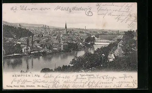 AK Kempten i. Allg., Totalansicht mit Gewässer