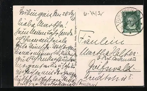 AK Tübingen a. N., Ortspartie im Winter