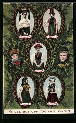 Präge-AK Neustadt /Schwarzwald, Frauen in Schwarzwälder Tracht