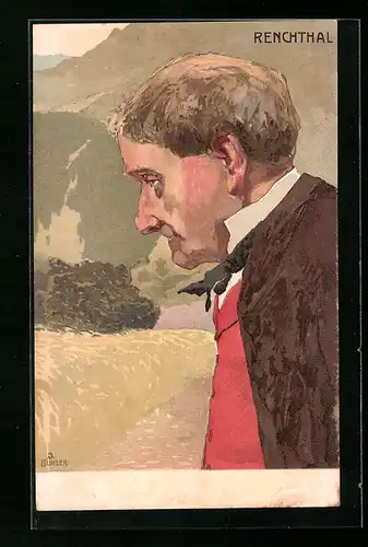 Künstler-AK Renchthal, Herr in Schwarzwälder Tracht