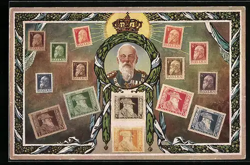 AK Prinzregent Luitpold, Briefmarken