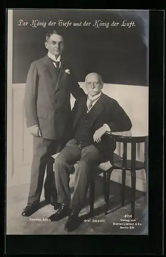 AK König der Tiefe Kapitän König und König der Luft Graf Zeppelin nebeneinander