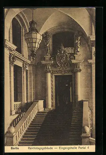 AK Berlin-Tiergarten, Eingangshalle Portal 4 vom Reichstagsgebäude