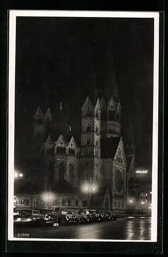 AK Berlin-Charlottenburg, Kaiser-Wilhelm-Gedächtnis-Kirche bei Nacht