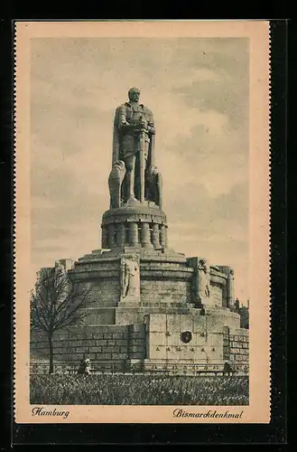 AK Hamburg-St.Pauli, Blick auf Bismarckdenkmal