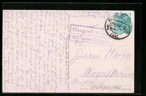 AK Landpoststempel Neupoderschau über Altenburg /Bz. Leipzig